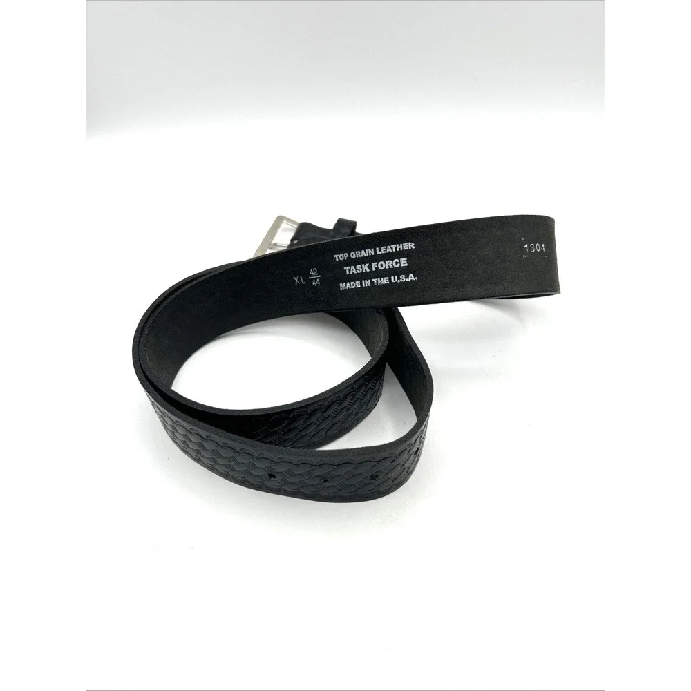 Task Force Belt Mens XL 42-44 Black Basketweave Top Grain‎ Leather USA 1304